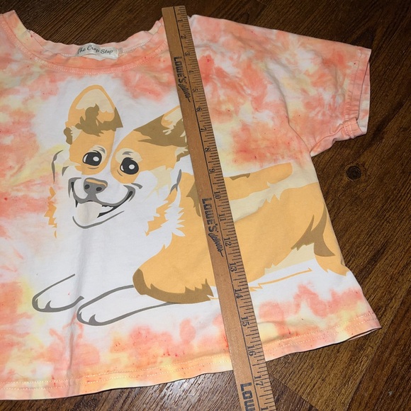 The Crop Stop Corgi White, Yellow Orange Tie Dye Crop Short Sleeve Top Size XS/S - Picture 10 of 11